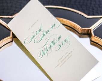 Beach Ceremony Program, Folded Booklet Program, Wedding Ceremony, Luxury Wedding Stationery - "Classic Romance" Booklet Program - DEPOSIT