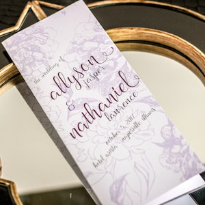 Bat Mitzvah Program, Floral Wedding Ceremony Booklet Program, Purple Mitzvah Service Ideas - "Playful Calligraphy" Booklet Program - DEPOSIT