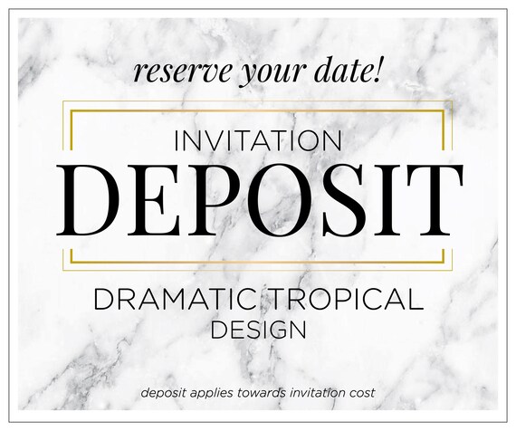 Hawaiian Invitation, Destination Wedding, Party Invitation, Summer Wedding Invitations, Modern Floral Invite - "Dramatic Tropical" DEPOSIT