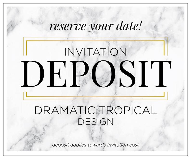 Hawaiian Invitation, Destination Wedding, Party Invitation, Summer Wedding Invitations, Modern Floral Invite - "Dramatic Tropical" DEPOSIT image 1