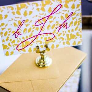 Summer Wedding Thank You, Monogram Crd, Fun Thank You Cards, Pink and Yellow - "Graceful Botanic" Flat Personalized Stationery - DEPOSIT