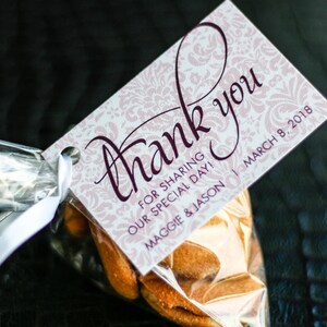 Wedding Favor Tags, Bridal Shower Tags, Thank You Tags, Bonbonniere Tag, Script, Blush and Burgundy - &quot;Dramatic Script&quot; Favor Tags - DEPOSIT