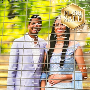 Cartões de lugar elegantes para casamento indiano, mapa de assentos com fotos, ideias para casamento Desi, quadro de nomes elegante para recepção - quadro de cartões de lugar - DEPÓSITO