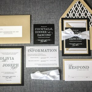 Art Deco Wedding Invitations, Black Tie Galas, Elegant New Year's Eve Party, Glam Milestone Events | Sample of "Classic Elegance" Design image 3