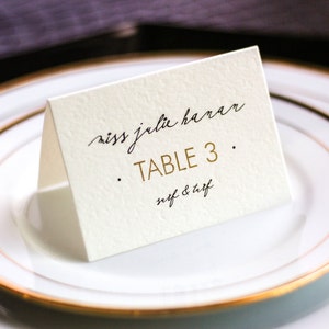 Place Setting Cards, Wedding Reception Table Settings, Calligraphy Placecards - "Modern Calligraphy" Tented Placecard v2 - DEPOSIT