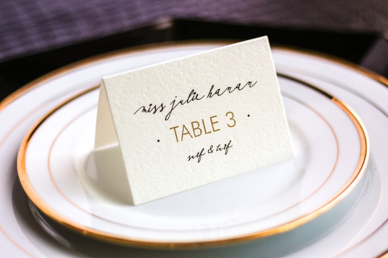 DEPOSIT Calligraphy Placecards Modern Calligraphy Tented Placecard v2 Place Setting Cards Wedding Reception Table Settings