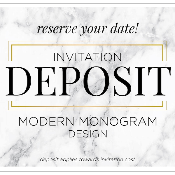 Monogram Party Invitations, Bat and Bat Mitzvah Invitations, Birthday Party Invites, Modern Printed Wedding Set - "Modern Monogram" DEPOSIT