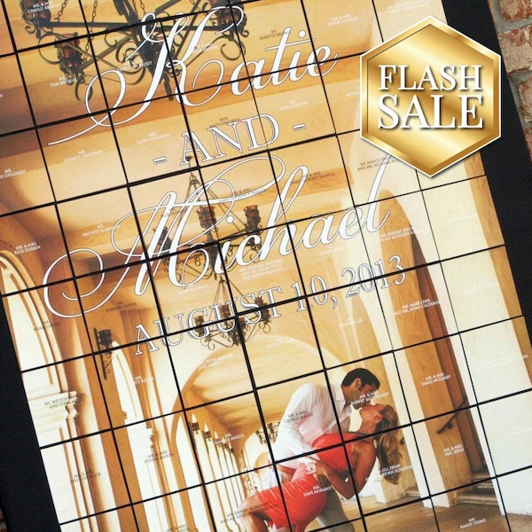 Bröllopsplaceringskarta, bröllopsplaceringskort, fotoplaceringskarta, unik idé för eskortkort - 24" x 36" dubbelskiktad placeringskort - DEPOSIT