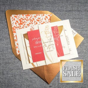 Fall Rustic Wedding Invitations, Red and Gold Wedding, Nature Wedding Invite, Copper Rustic Wedding - "Graceful Botanic" FP-NL-v1 SAMPLE
