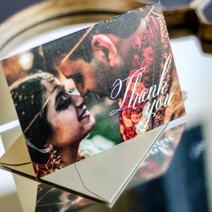 Red and Gold, Indian Wedding, Henna Stationery, Wedding Thank You Cards, Picture - "Modern Henna" Folded Photo Thank You Cards - DEPOSIT