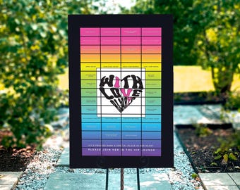 Birthday Party Seating Chart, Bat Mitzvah Seating Display, Unique Place Card Board, Photo Reveal Place Cards, Sweet 16 Canvas - Photo Board
