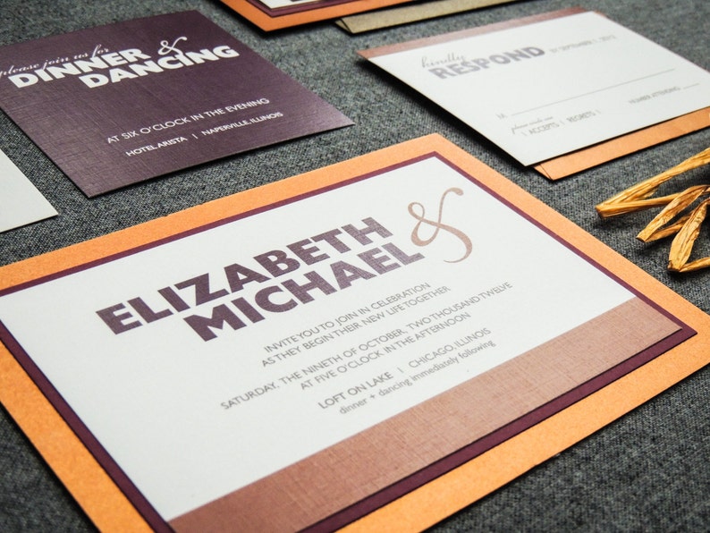 Copper Rustic Invitations Copper Wedding Invites Plum Etsy