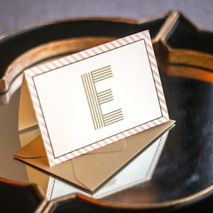 Monogram Thank You Card, Gold Stationery, Mitzvah Thank You Cards, Desk Stationery - "Modern Monogram" Folded Thank You Cards - DEPOSIT