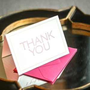 Hot Pink Thank You Card, Bat Mitzvah Stationery, Monogram Thank You Cards - "Modern Monogram" Folded Thank You Card - DEPOSIT