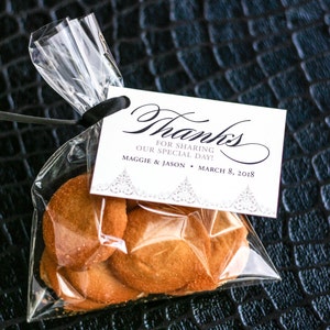 Elegant Wedding Favors, Thank You Tags, Reception Favor Tags, Shower Tags, Black, Tan and Cream - &quot;Delicate Filigree&quot; Favor Tags - DEPOSIT