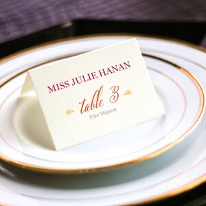 Hot Pink, Orange and Gold, Vibrant Wedding, Indian Wedding Placecards, Summer Table Decor - "Modern Henna" Tented Placecard v1 - DEPOSIT