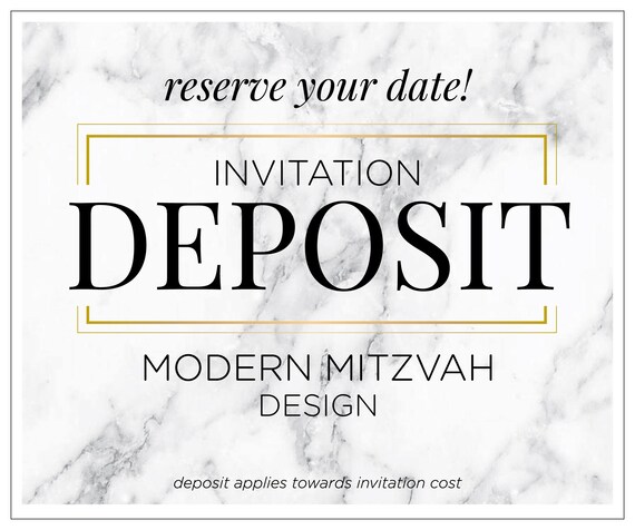 Modern Bar Mitzvah Invitations, Bat Mitzvah Invites, Bnai Mitzvah, Simple Party Invitation, Modern Birthday Party - "Modern Mitzvah" DEPOSIT