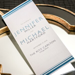 Blue Modern Wedding Program, Bar Mitzvah Service, Mitzvah Project, Striped Simple Party Ideas - "Striped Mitzvah" Booklet Program - DEPOSIT