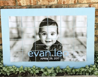 Unique Baptism Place Card Display, First Birthday Party, Baby Photo Idea, Christening Seating Chart - 24" x 36" Place Card Board - DEPOSIT