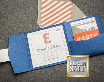 Bold & Minimalist Initial Logo Invitation Suite, Modern Bar Mitzvah Invitations, Birthday Party Invites | Sample of "Modern Monogram" Design