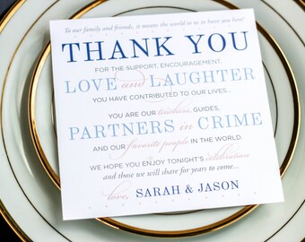 Blue Wedding, Square Thank You Sign, Winter Wedding, Elegant - "Classic Elegance" Reception Thank You Sign 5.25x5.25 - DEPOSIT