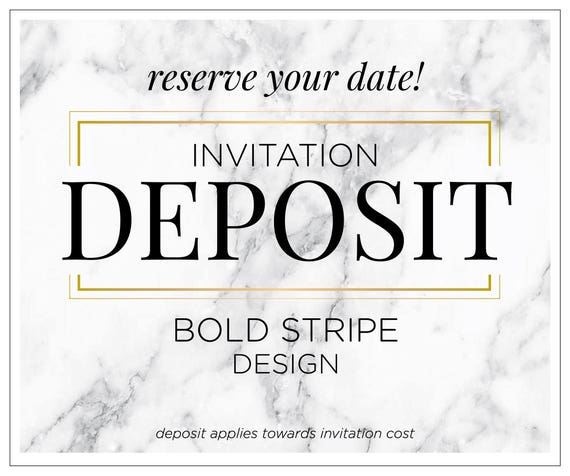 Modern Party Invitations, Simple Wedding Invitation Set, Printed Invitations, Bar Mitzvah Invite, Wedding Invitation - "Bold Stripe" DEPOSIT
