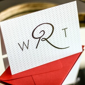 Black and Red, Personalized Stationery, Modern Monogram Cards, Note Cards - "Modern Calligraphy" Folded Personalized Stationery - DEPOSIT
