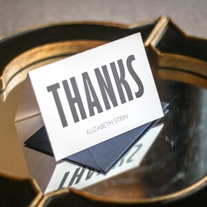 Navy Blue Thank You Cards, Modern Stationery Note Cards, Mitzvah Thank You - "Modern Monogram" Folded Thank You Cards - DEPOSIT