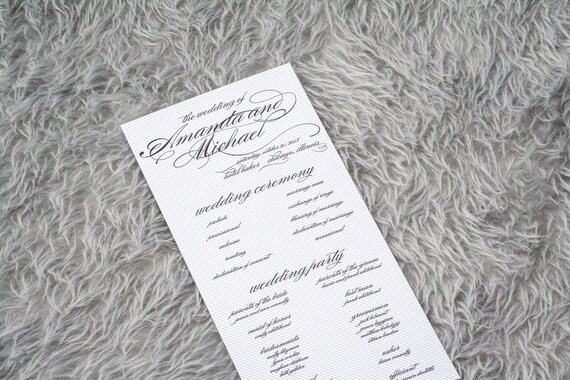 Black And White Programs Formal Wedding Programs Wedding Etsy