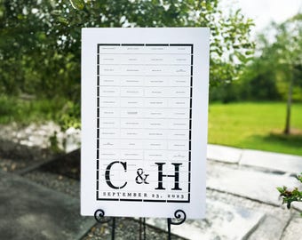 Canvas Reveal Seating Chart, Unique Place Card Board Display, Romantic Wedding Welcome Sign, Wedding Reception Seating Chart - Photo Board