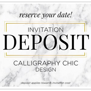 Calligraphy Wedding Invitations, Modern Script Invitation, Printed Wedding Invitation, Modern Invitation Suite Calligraphy Chic DEPOSIT image 1