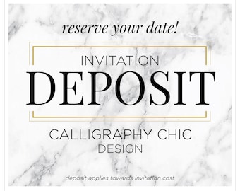 Calligraphy Wedding Invitations, Modern Script Invitation, Printed Wedding Invitation, Modern Invitation Suite - "Calligraphy Chic" DEPOSIT