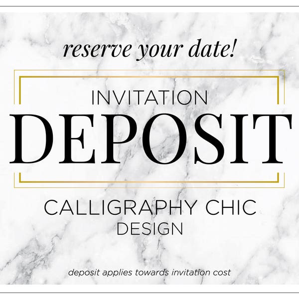 Calligraphy Wedding Invitations, Modern Script Invitation, Printed Wedding Invitation, Modern Invitation Suite - "Calligraphy Chic" DEPOSIT