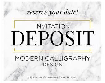 Modern Calligraphy Invitation Suite, Cursive Wedding Invitations, Printed Invitations, Modern Party Invites - "Modern Calligraphy" DEPOSIT