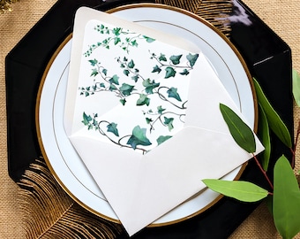 Botanical Ivy Envelope Liners, Whimsical Wedding Design (5x7 A7 Euro Flap)