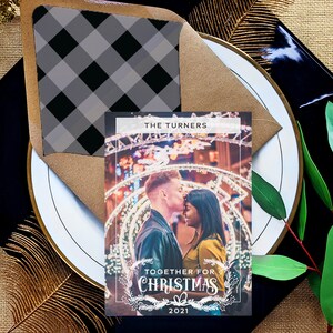 Warm Wishes Christmas Card with Envelope, Family Holiday Card, Christmas Card with Photograph, Printed Christmas Cards, Newlywed Wedding