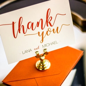 Calligraphy Stationery, Modern Thank You Note, Personalized Thank You Card, Orange - "Whimsical Calligraphy" Flat Thank You Cards - DEPOSIT