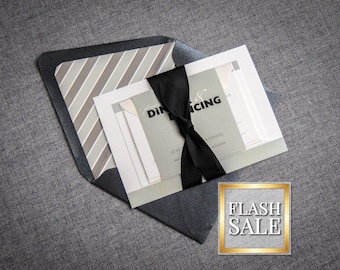 Black and White Wedding Invitation, Modern Striped Invitation, Black Tie Invite, Fun - "Bold Striped" FP-NL-v1 SAMPLE