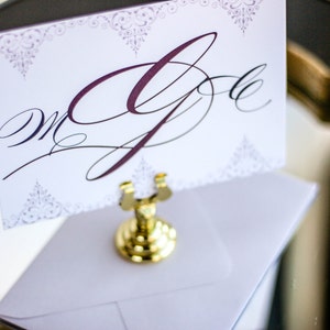 Monogram Notecards, Personalized Stationery, Thank You Cards, Purple and Lilac - "Delicate Filigree" Flat Personalized Stationery - DEPOSIT