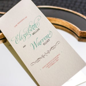 Coral and Aqua Wedding Ceremony Program, Vintage Stationery, Order of Service Card - "Enchanting Vintage" Folded Booklet Program - DEPOSIT