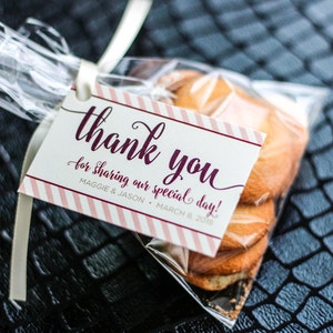 Burgundy and Blush Wedding Favor Tags, Bridal Shower Tags, Calligraphy Favor Tags, Custom Gift Tag - &quot;Calligraphy Chic&quot; Favor Tags - DEPOSIT