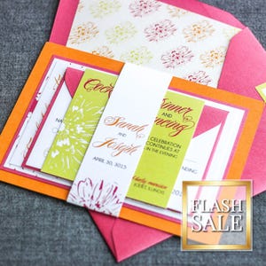 Tropical Wedding Invitations, Hawaiian Invitations, Summer Wedding, Pink Bat Mitzvah Invitations - "Dramatic Tropical" FP-2L-v1 SAMPLE image 1