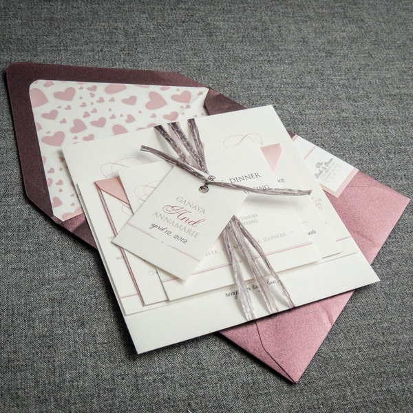 Mrs and Mrs Invitations, Blush and Burgundy Wedding, Romantic Rustic Wedding, Burgundy and Silver Set - "Romantic Flourish" FP-NL-v2 SAMPLE