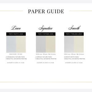 a paper guide with three different shades of paper