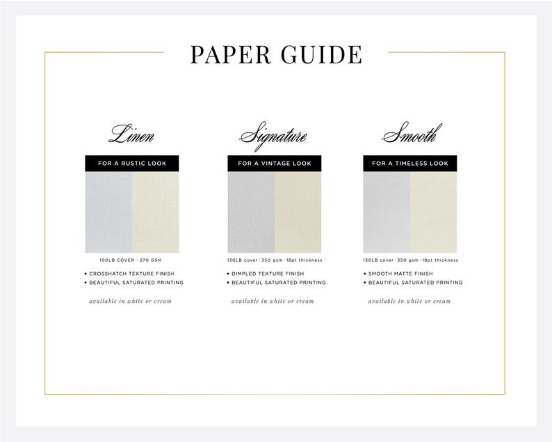a paper guide with three different shades of paper