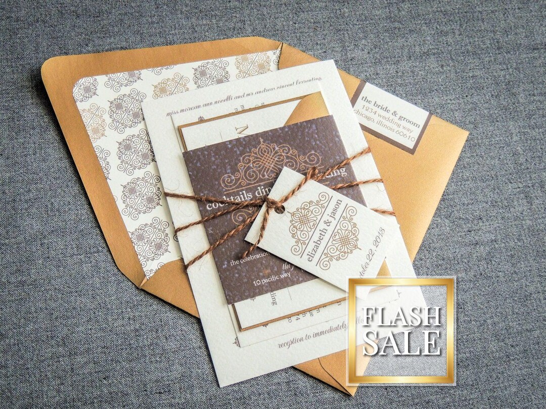 Vintage Rustic Wedding Invitation, Gold Invitations, Fall Wedding ...
