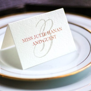 Coral and Gold Event Placecards, Chic Modern Folded Placecards, Special Event Seating Cards - "Modern Henna" Tented Placecard v3 - DEPOSIT
