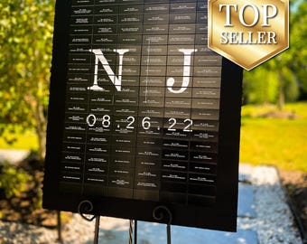 Monogram Logo Seating Chart, Retro Engagement photo, Wedding Seating Display, Unique Place Cards Display, Picture Place Cards - Photo board