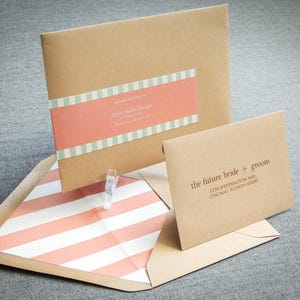 Coral and Mint Wedding Invitation Printed, Beach Wedding Invitation, Mint Green Invitation, Destination Idea - "Preppy Chic" FP-1L-v3 SAMPLE image 4