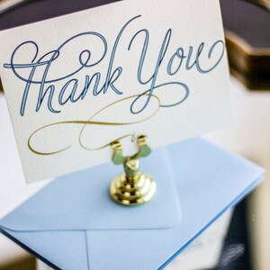 Elegant Stationery, Thank You Notecard, Modern Wedding Thank You, Light Blue - "Modern Swirl and Flourish" Flat Thank You Cards - DEPOSIT